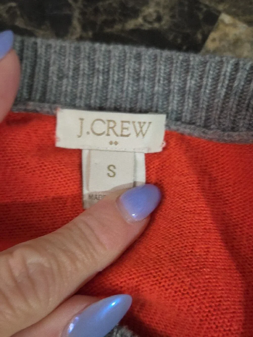 J. Crew Gray Crewneck Sweater with Orange Accent